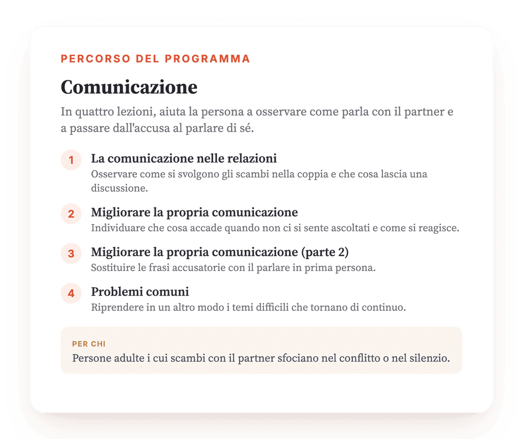 Comunicazione di coppia: programma psicoeducativo per clinici