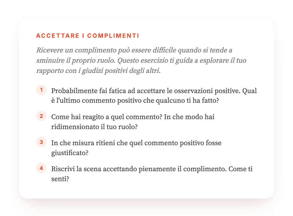 Grazie per il complimento: esercizio clinico sull'autostima