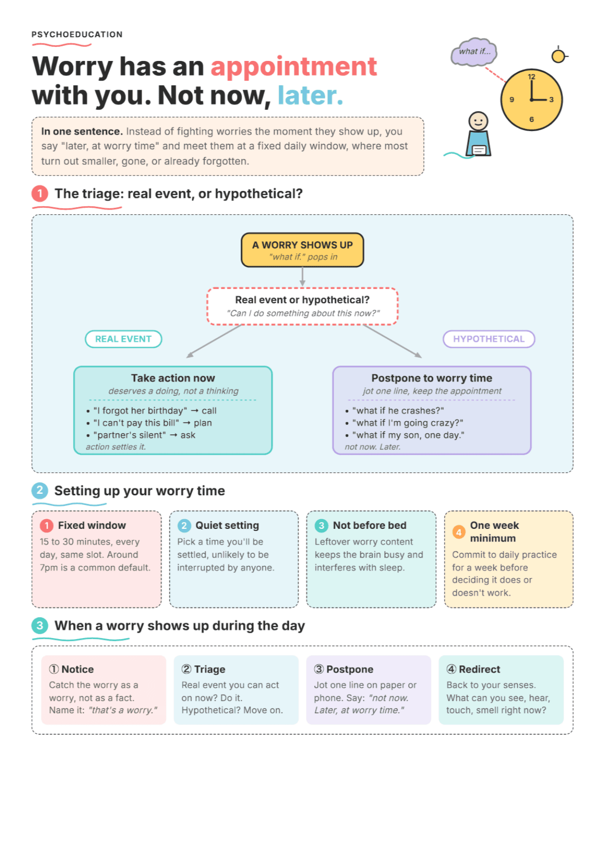 Worry Postponement: PDF Worksheet, Tools and Exercises