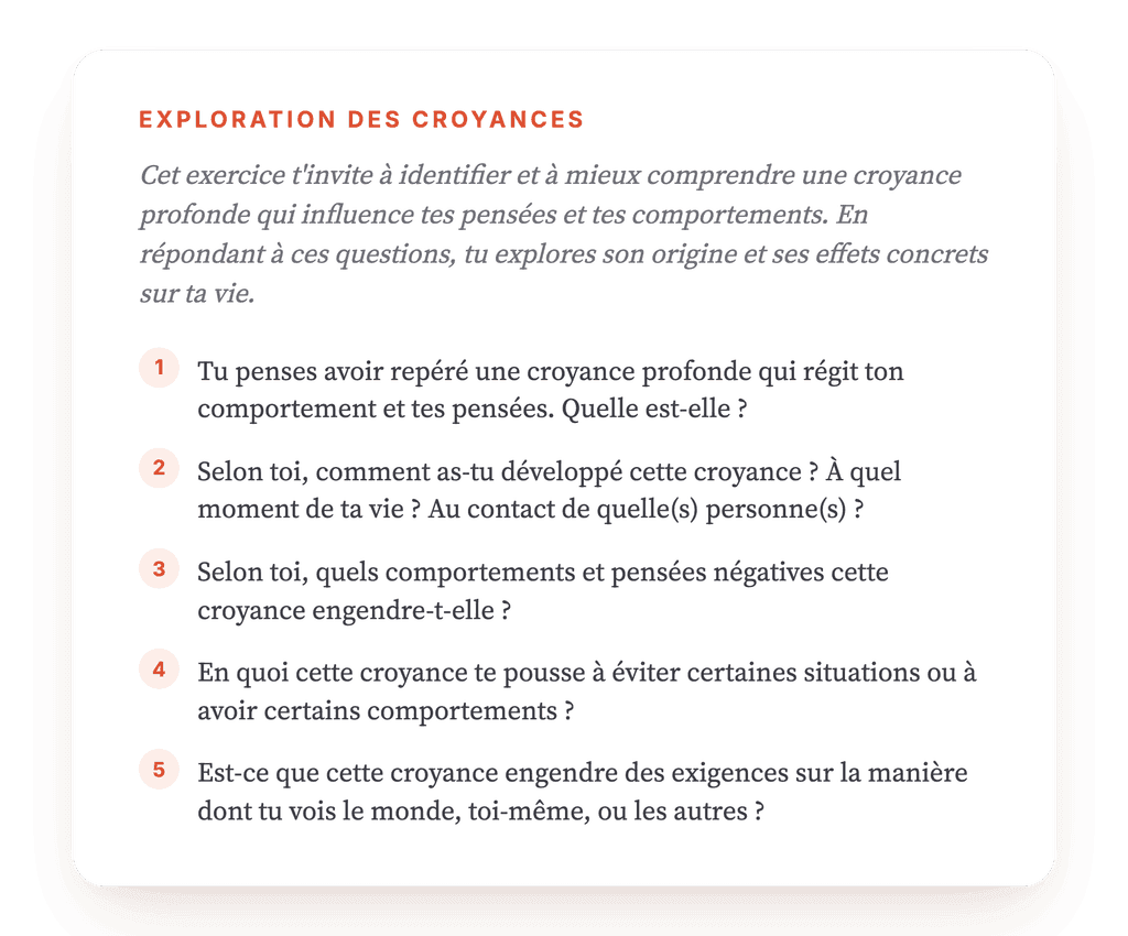 Clarifier une croyance profonde : exercice clinique guidé