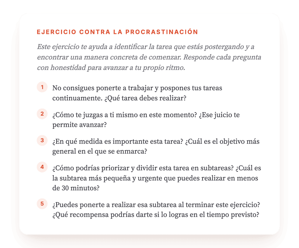 Ejercicio clínico guiado para trabajar la procrastinación