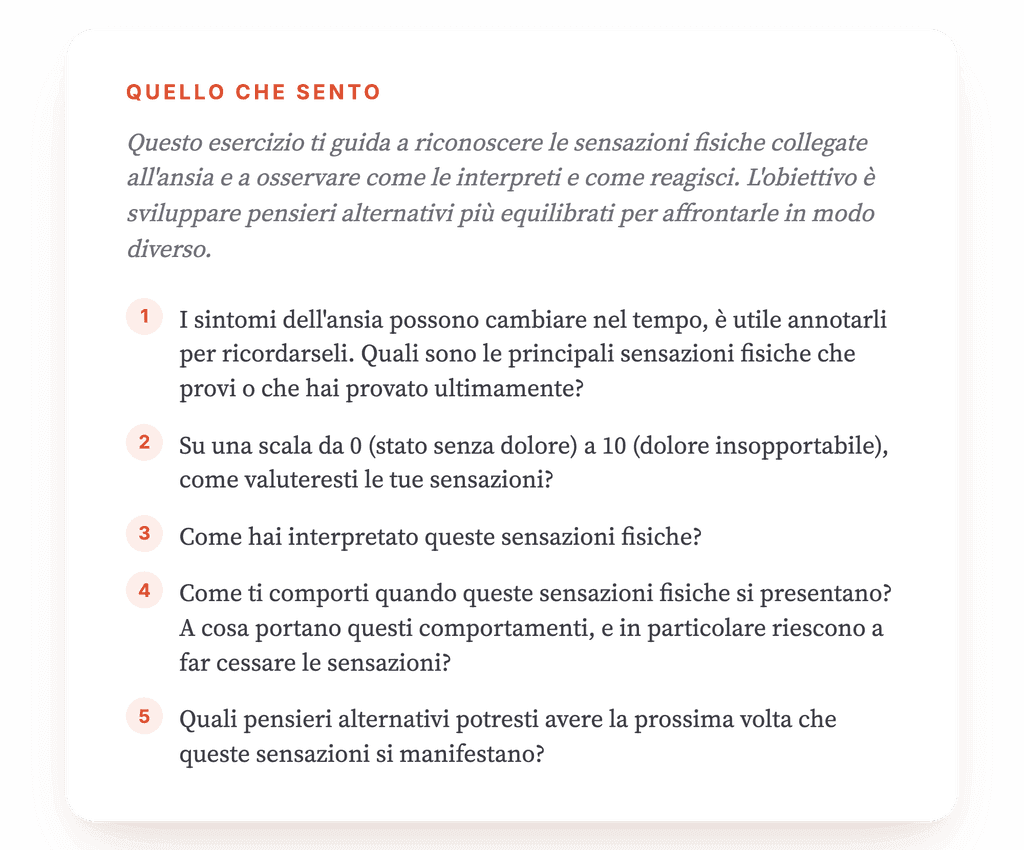 Cosa sento: identificare le sensazioni fisiche dell'ansia