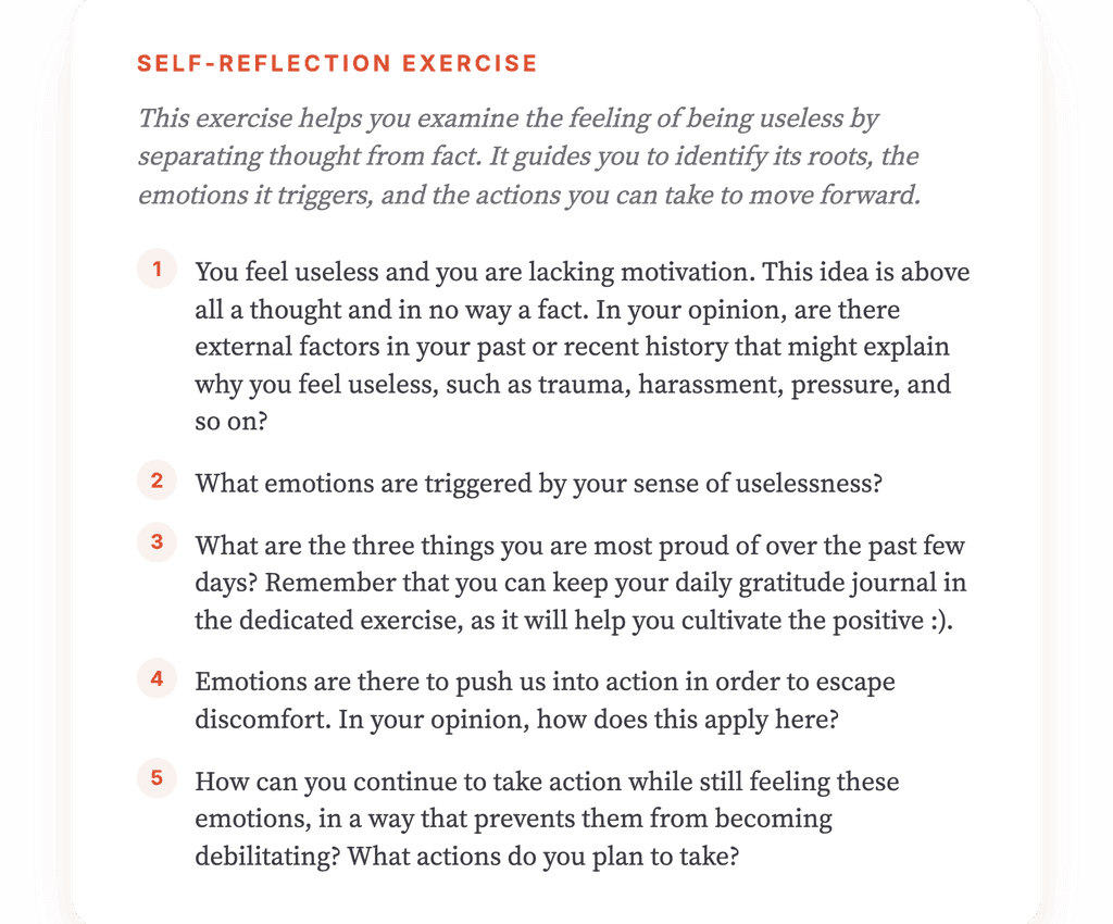 Feeling Useless: A Guided Cognitive and Behavioral Exercise