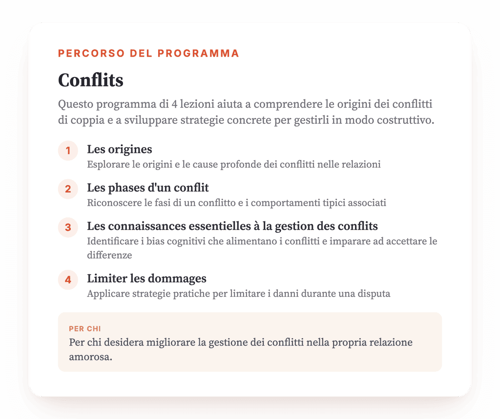 Conflitti di coppia: programma psicoeducativo strutturato