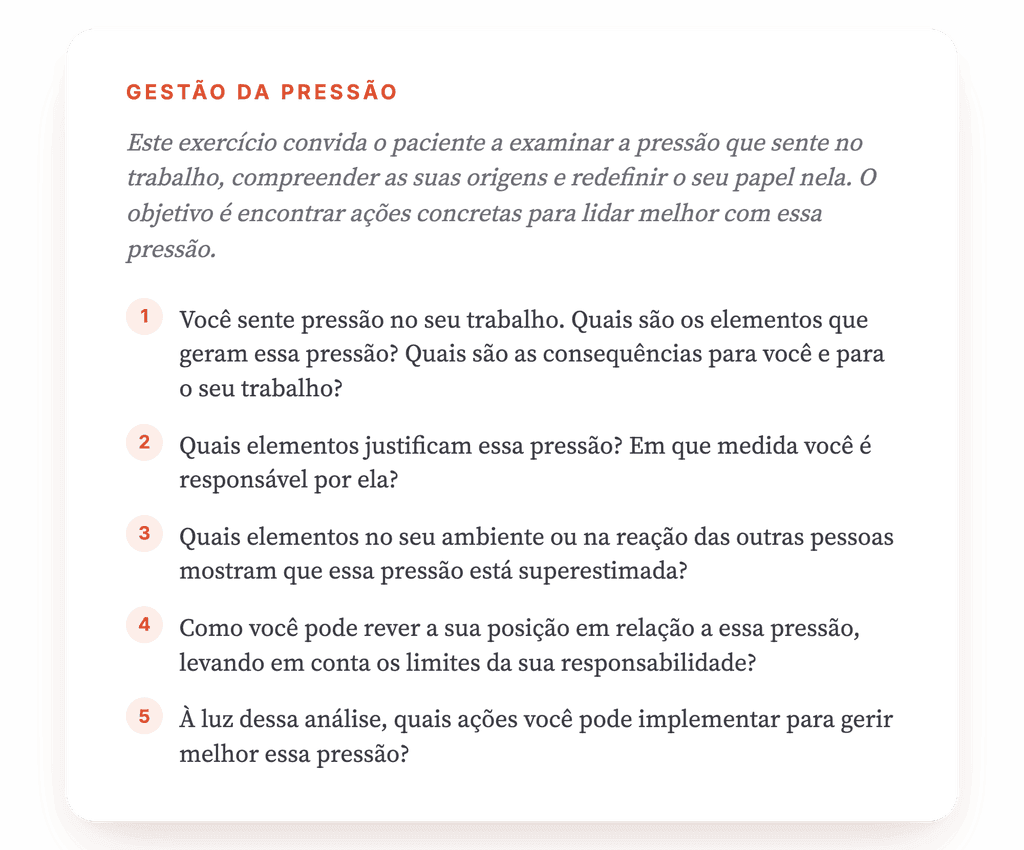 Pressão no Trabalho: Exercício Clínico de Reestruturação