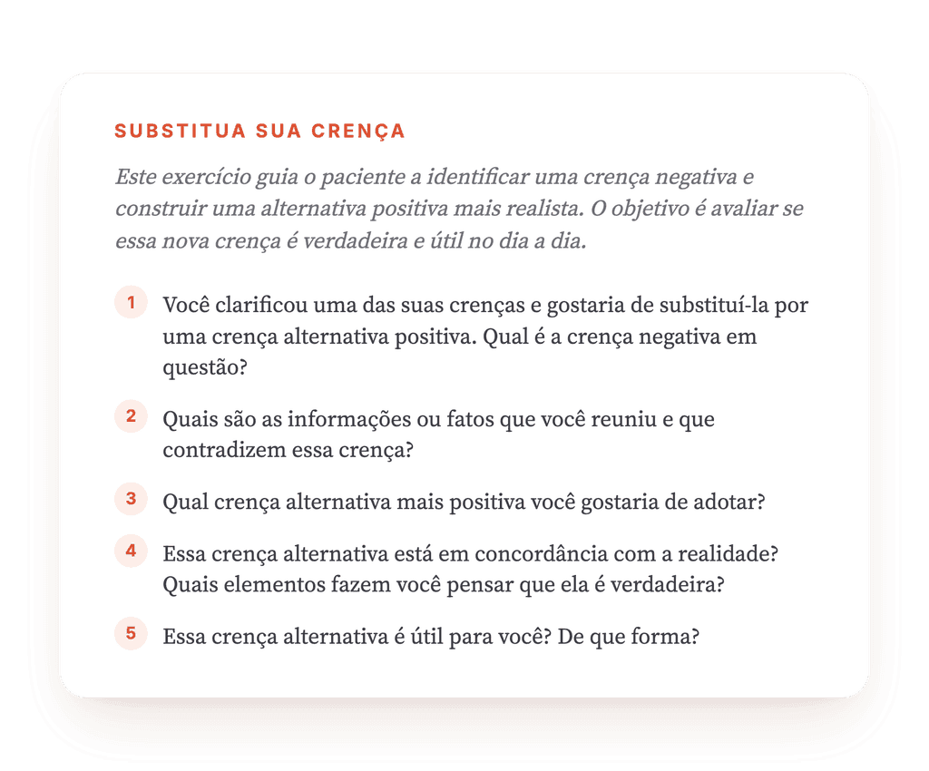 Substituir uma Crença Negativa: Exercício Clínico Guiado