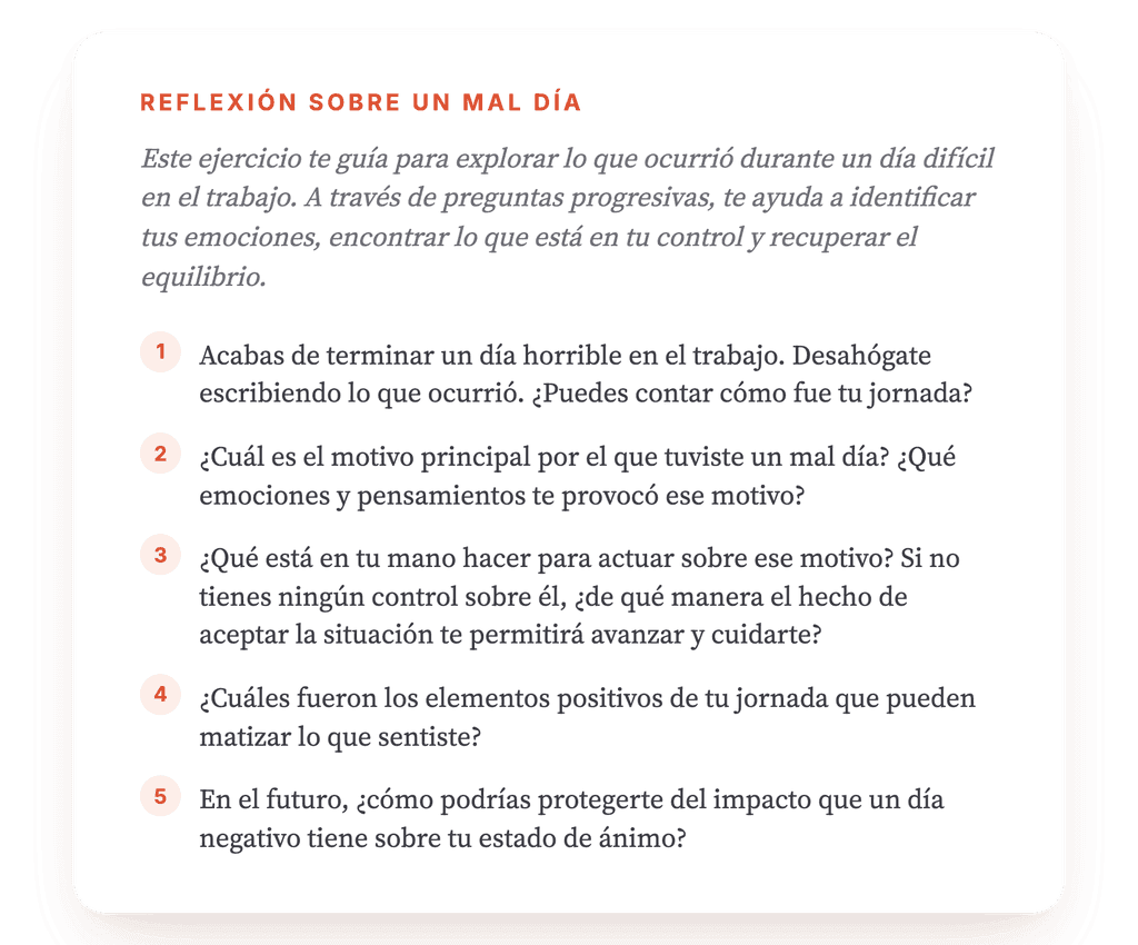 He tenido un mal día: ejercicio clínico guiado para consulta