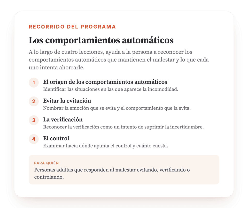 Conductas automáticas: psicoeducación en cuatro lecciones