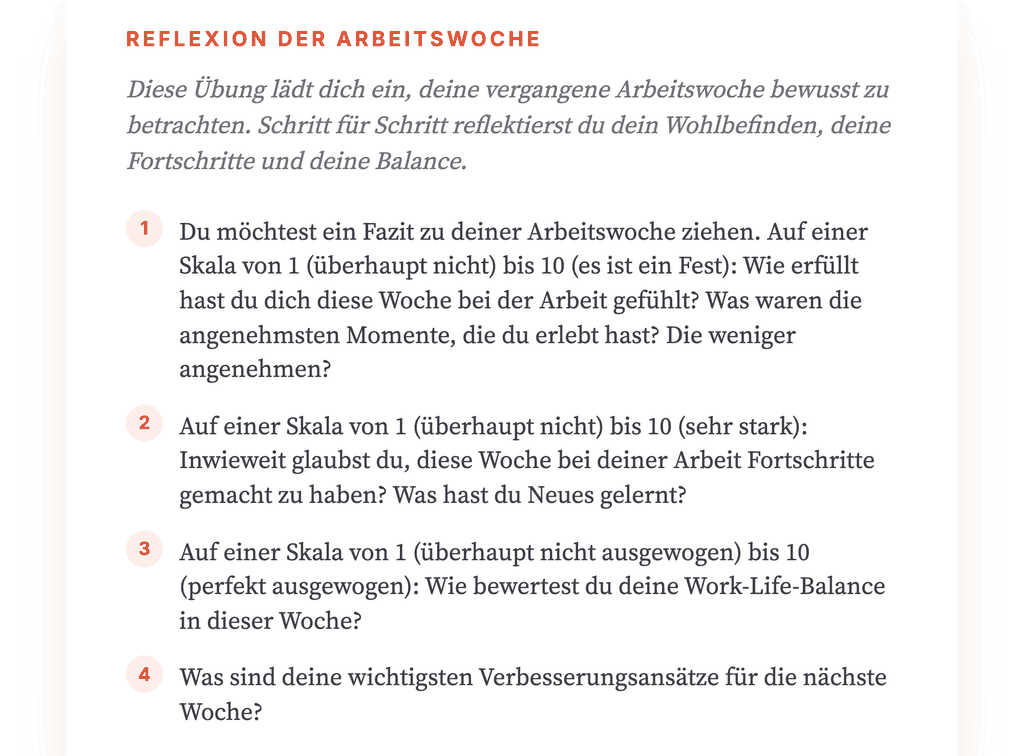 Wochenbilanz im Beruf: strukturierte Reflexionsübung