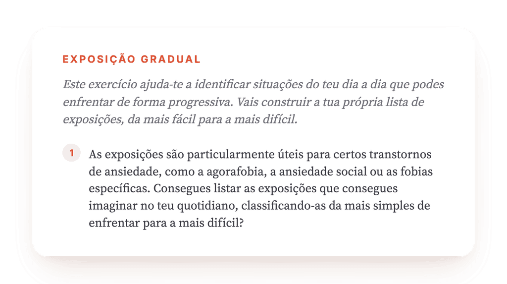 Lista de Exposições: Exercício Clínico para Ansiedade