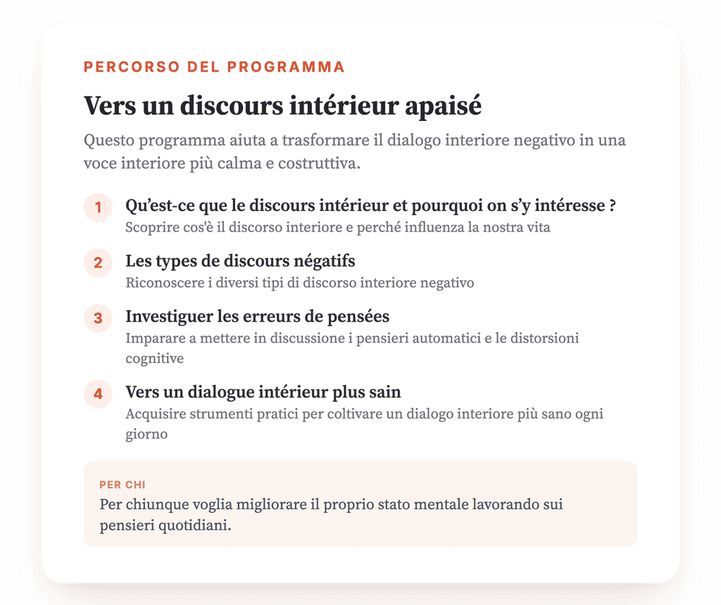 Dialogo interiore: programma psicoeducativo in quattro lezioni