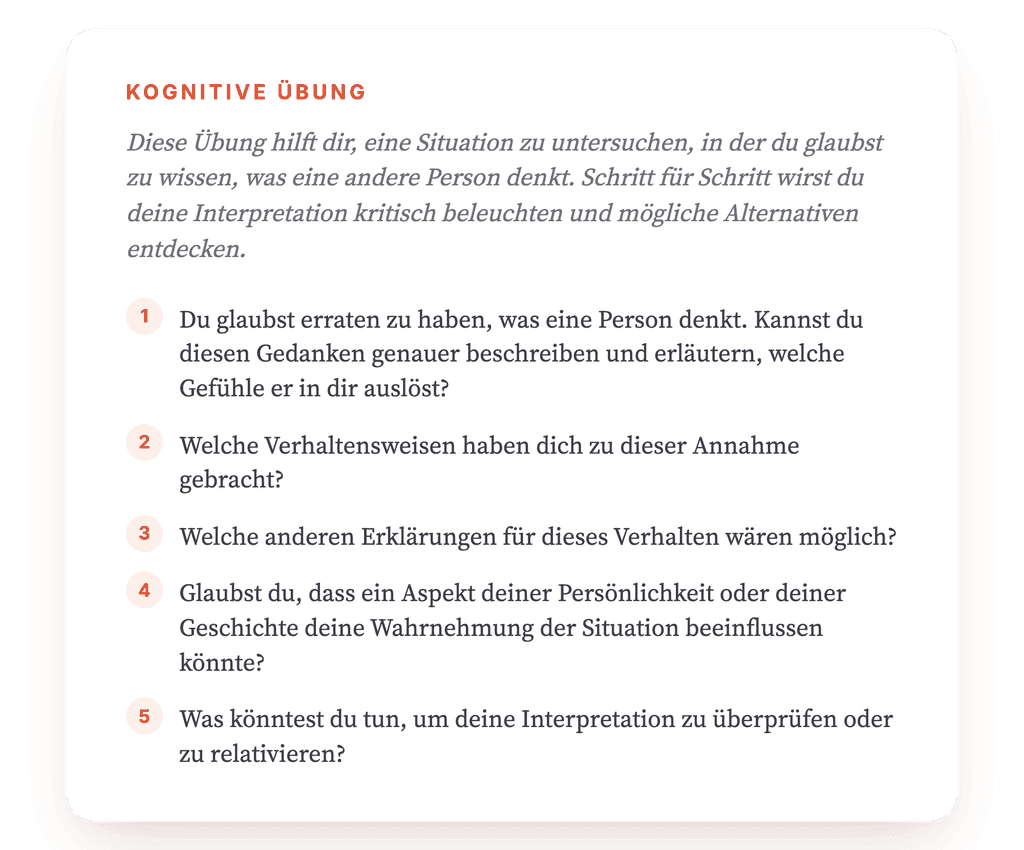 Gedankenlesen als kognitive Verzerrung gezielt bearbeiten