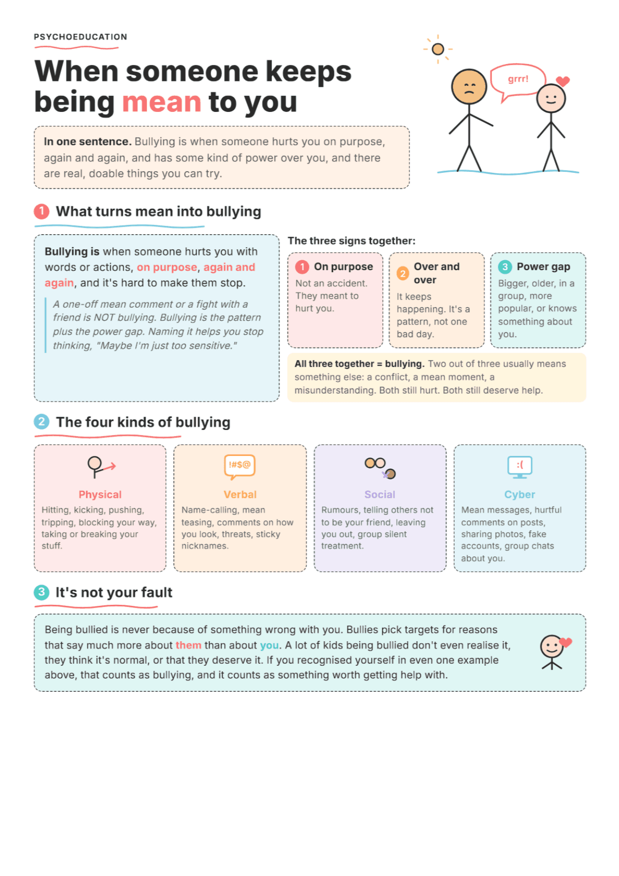 Bullying: PDF Worksheet, Tools and Exercises for Clinical Practice