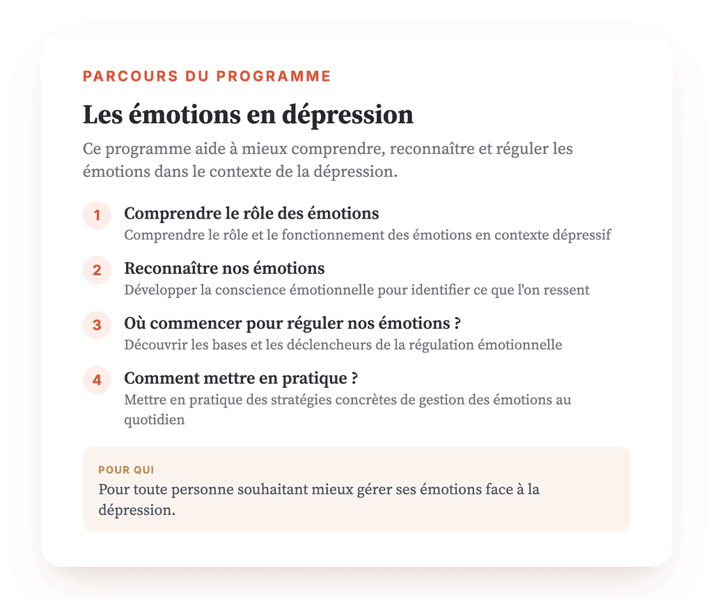 Les émotions en dépression : programme de régulation émotionnelle