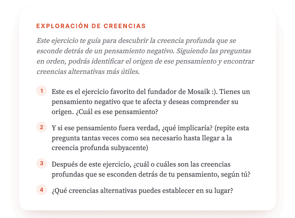 Rastrear el origen de un pensamiento negativo hasta la creencia