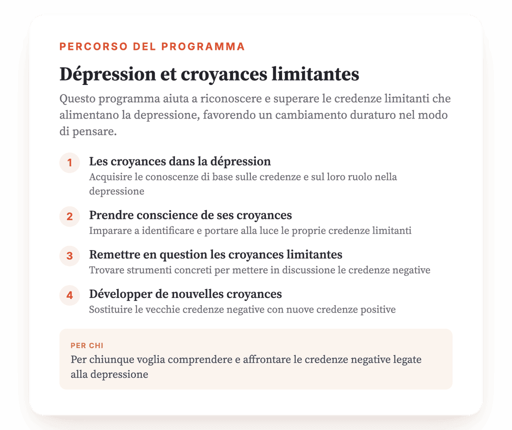 Depressione e credenze limitanti: un programma strutturato