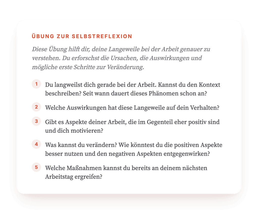 Langeweile im Berufsalltag: strukturierte Reflexionsübung