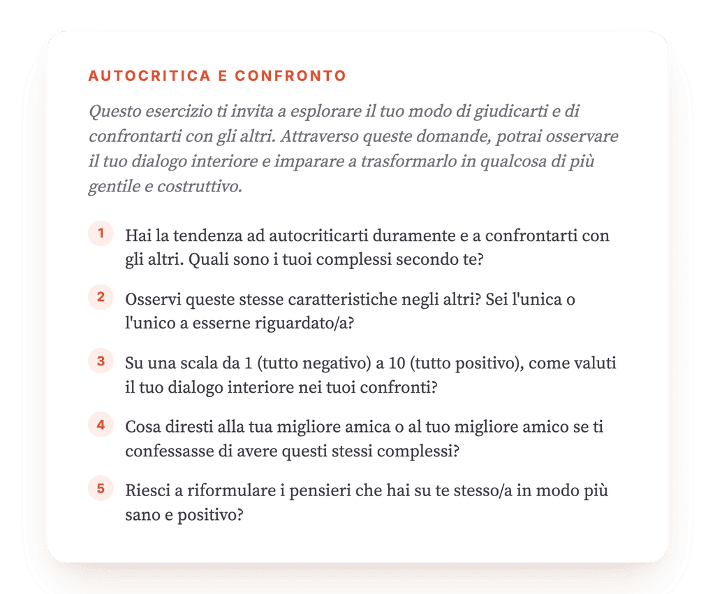 Confronto con gli altri: esercizio guidato sull'autocritica