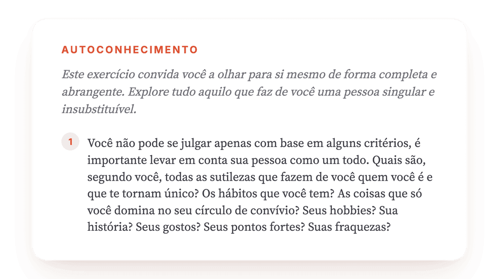 Sou Único: Exercício Clínico de Autoconhecimento Global