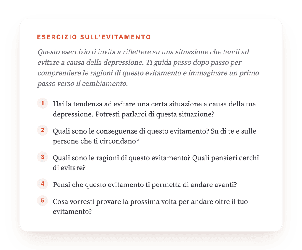 Evitamento nella depressione: un esercizio clinico strutturato