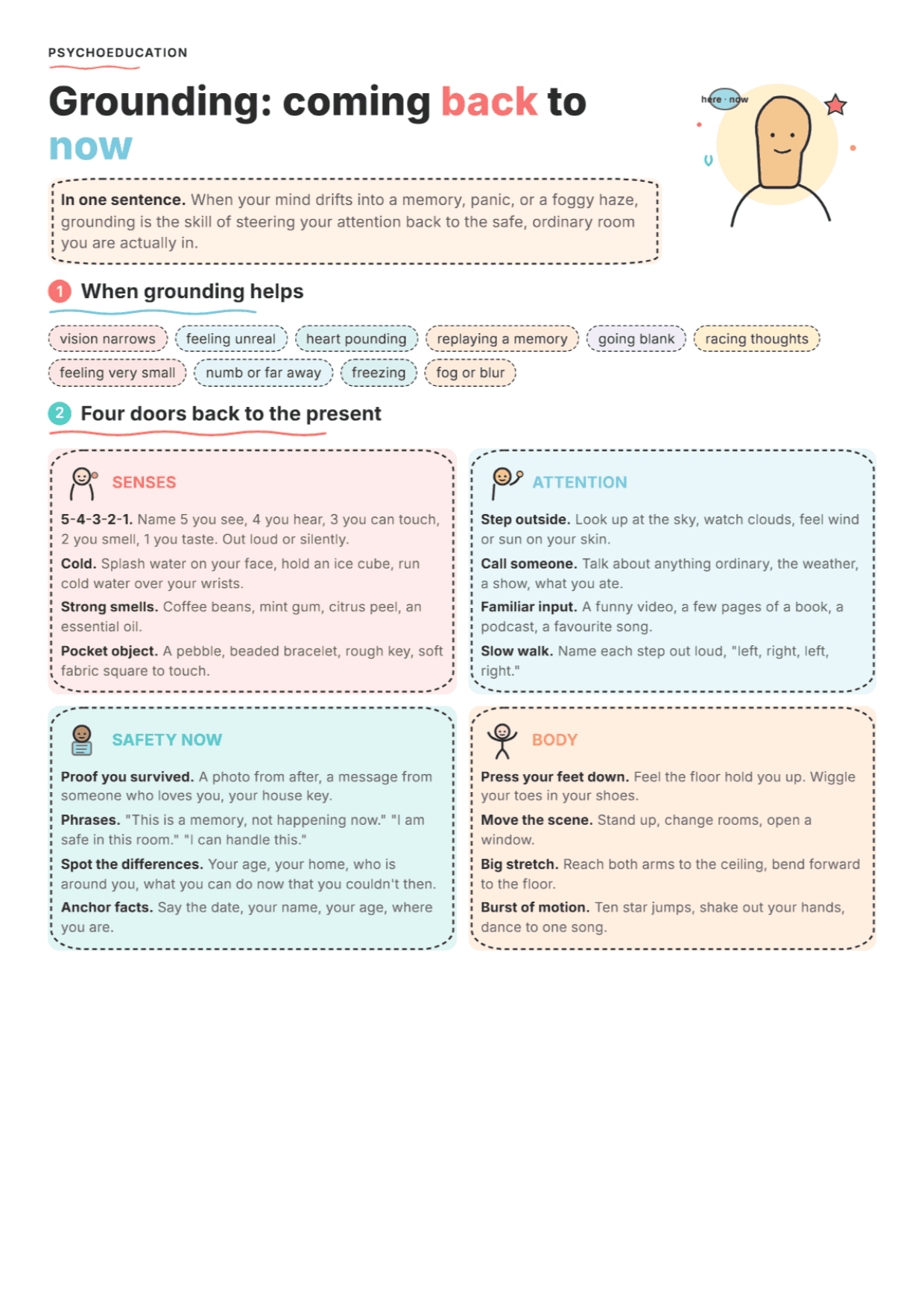 Grounding Techniques: PDF Worksheet, Tools and Exercises for Clinical Practice