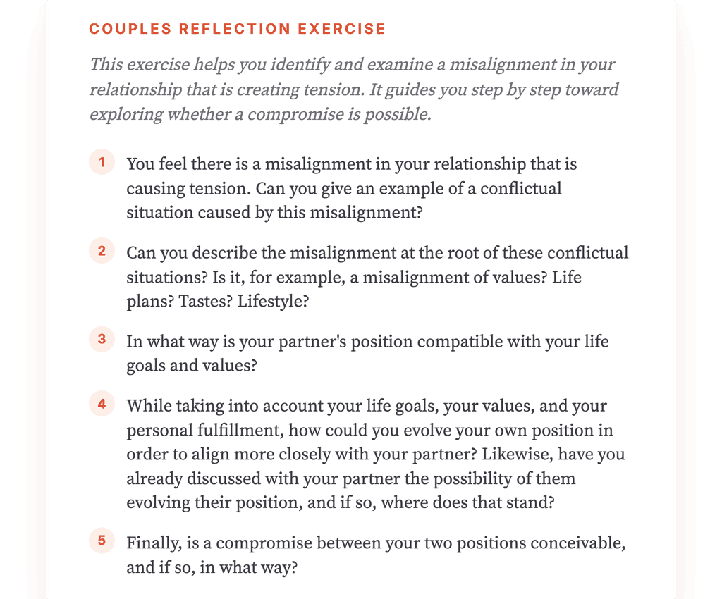 Couple Misalignment and Values: A Guided Clinical Exercise