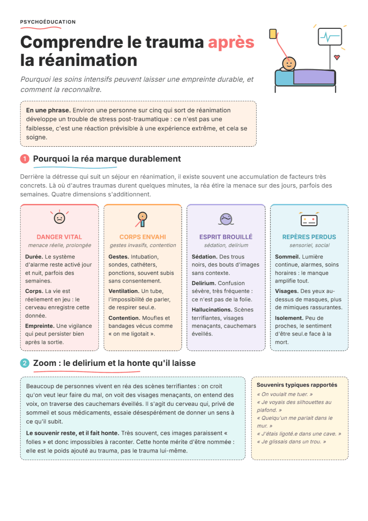 TSPT post-réanimation : fiche PDF, outils et exercices pour la séance