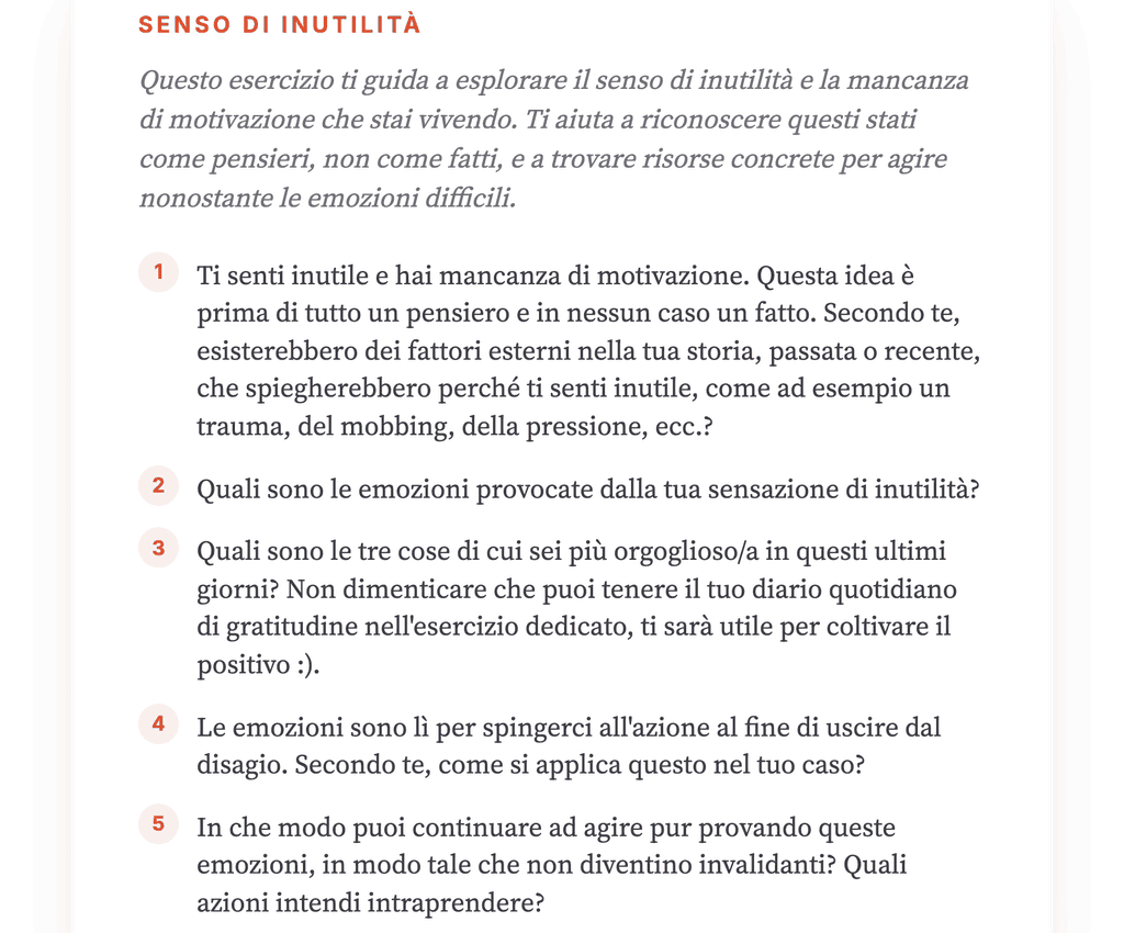 Mi sento inutile: esercizio clinico guidato sulla credenza