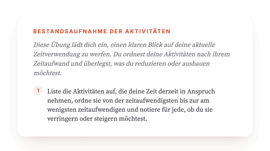 Aktuelles Aktivitäteninventar: Zeitnutzung in der Therapie