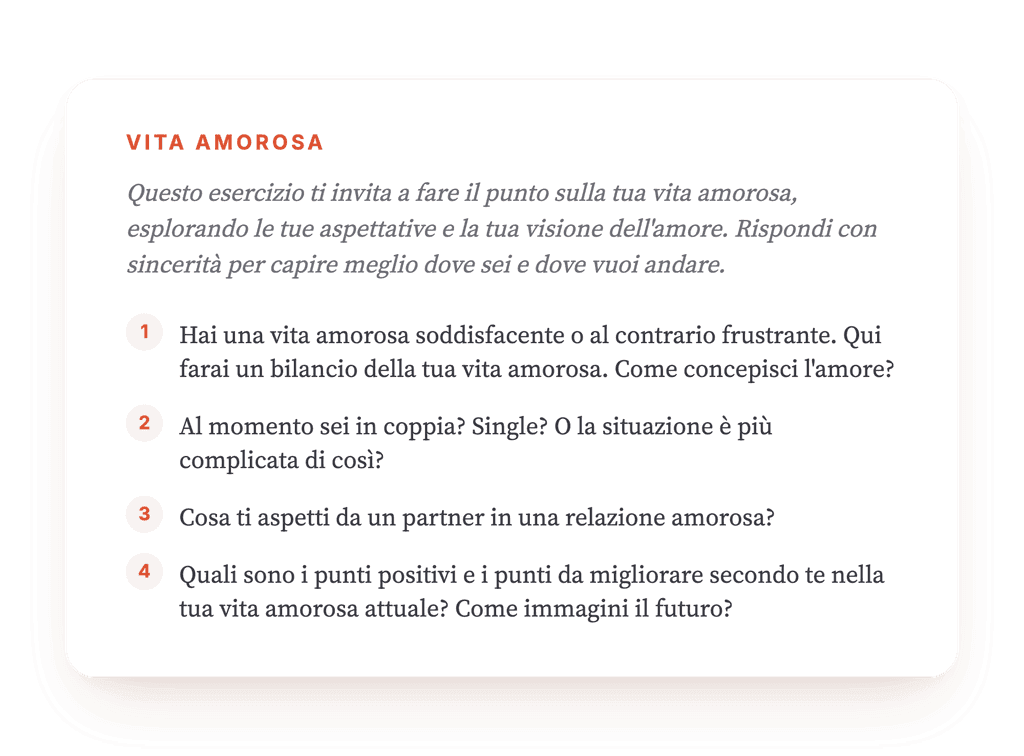 La mia vita amorosa: esercizio clinico guidato per il paziente