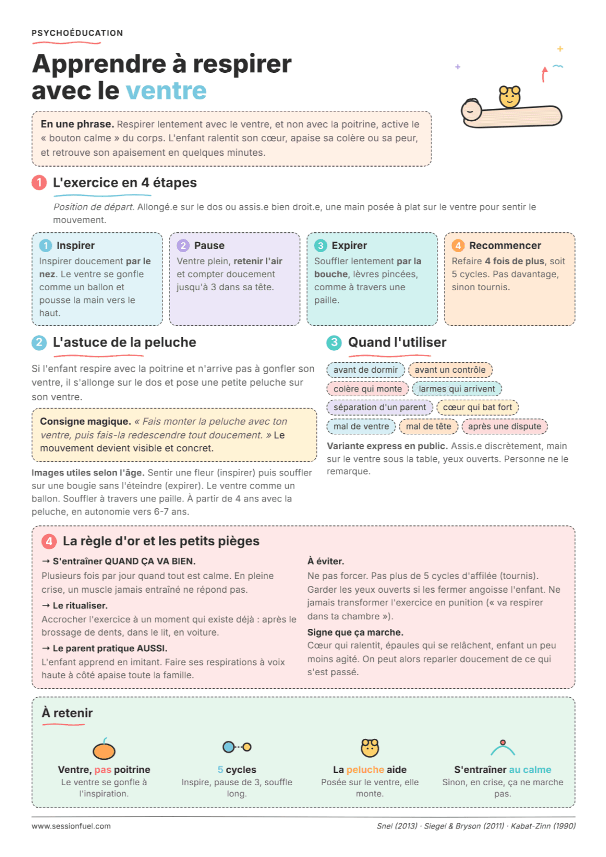 Respiration abdominale enfant : fiche PDF, outils et exercices