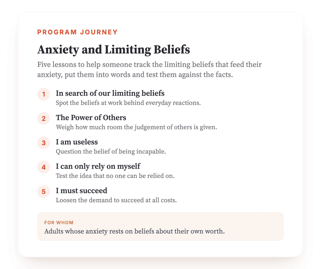 Anxiety and Limiting Beliefs: A 5-Lesson Clinical Program