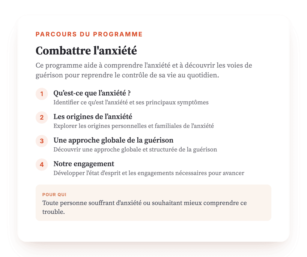 Combattre l'anxiété : programme psychoéducatif structuré