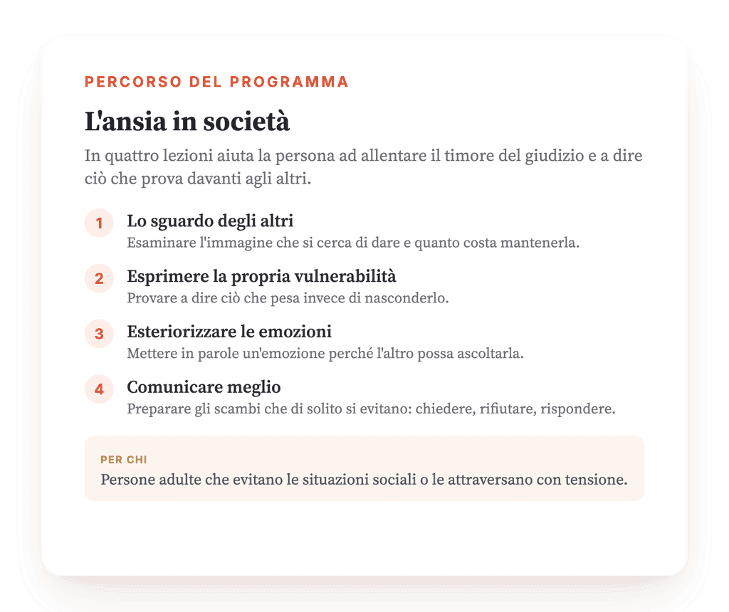 Ansia sociale e relazioni: programma psicoeducativo