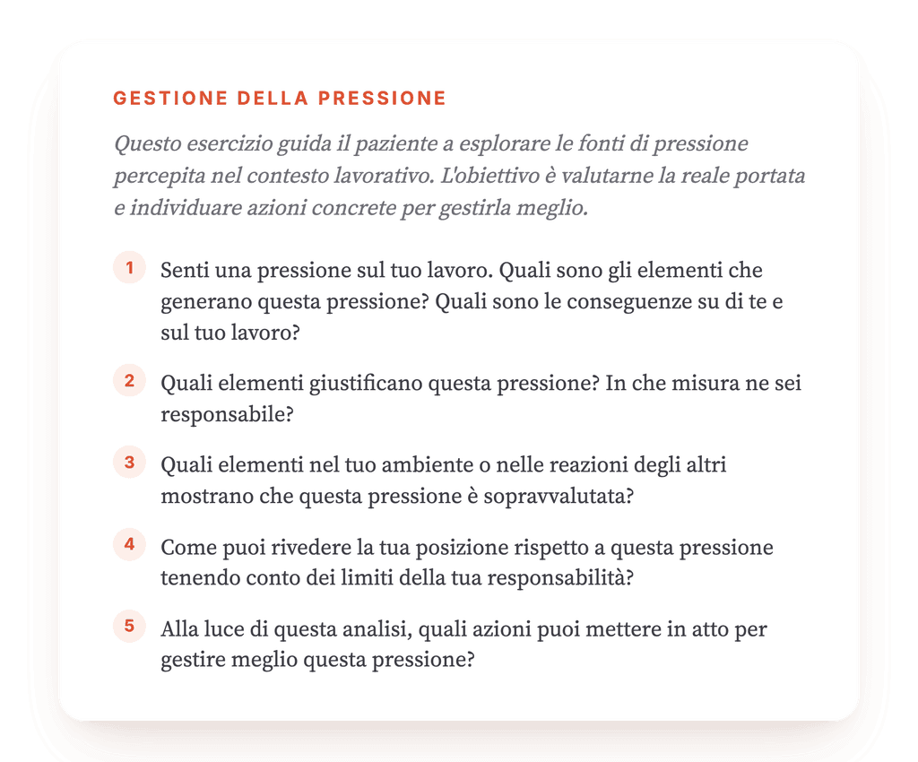 Pressione lavorativa: un esercizio clinico guidato