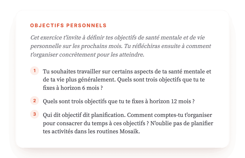 Objectifs à 6 et 12 mois : structurer la projection thérapeutique