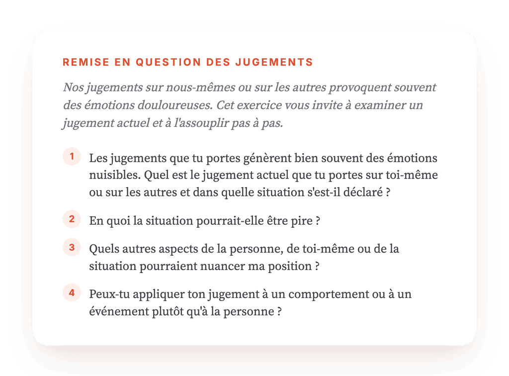 Jugements évaluatifs globaux : restructuration cognitive guidée