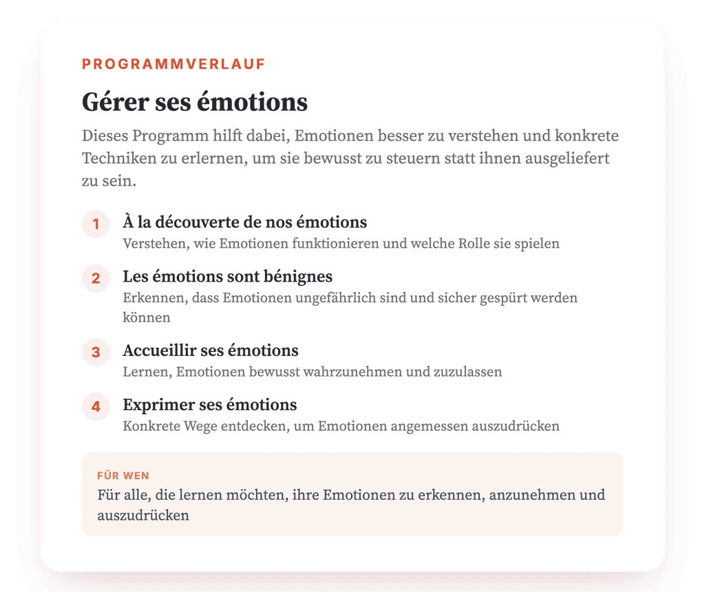 Emotionsregulation: strukturiertes Psychoedukationsprogramm