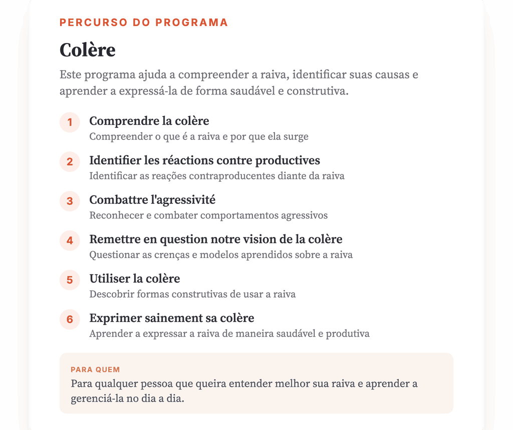 Raiva: Programa Psicoeducativo de 6 Lições para Clínicos