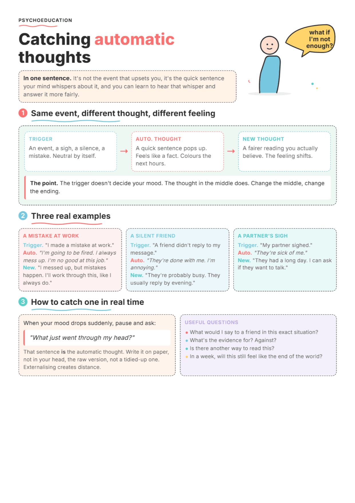 Automatic Thoughts: PDF Worksheet, Tools and Exercises