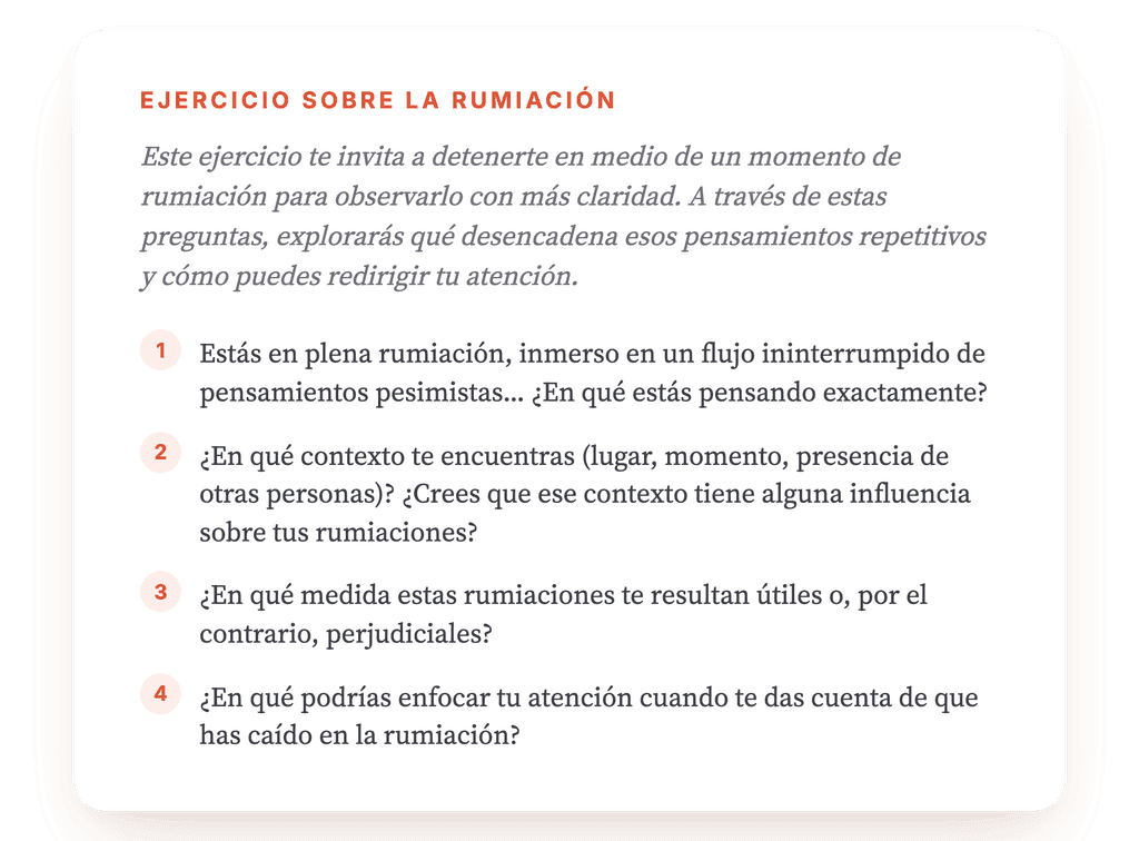 Estoy rumiando: ejercicio clínico para el bucle rumiantivo