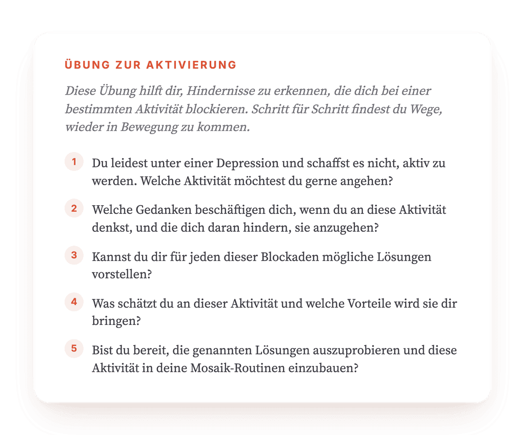 Ich komme nicht voran: Übung gegen depressive Handlungsblockade