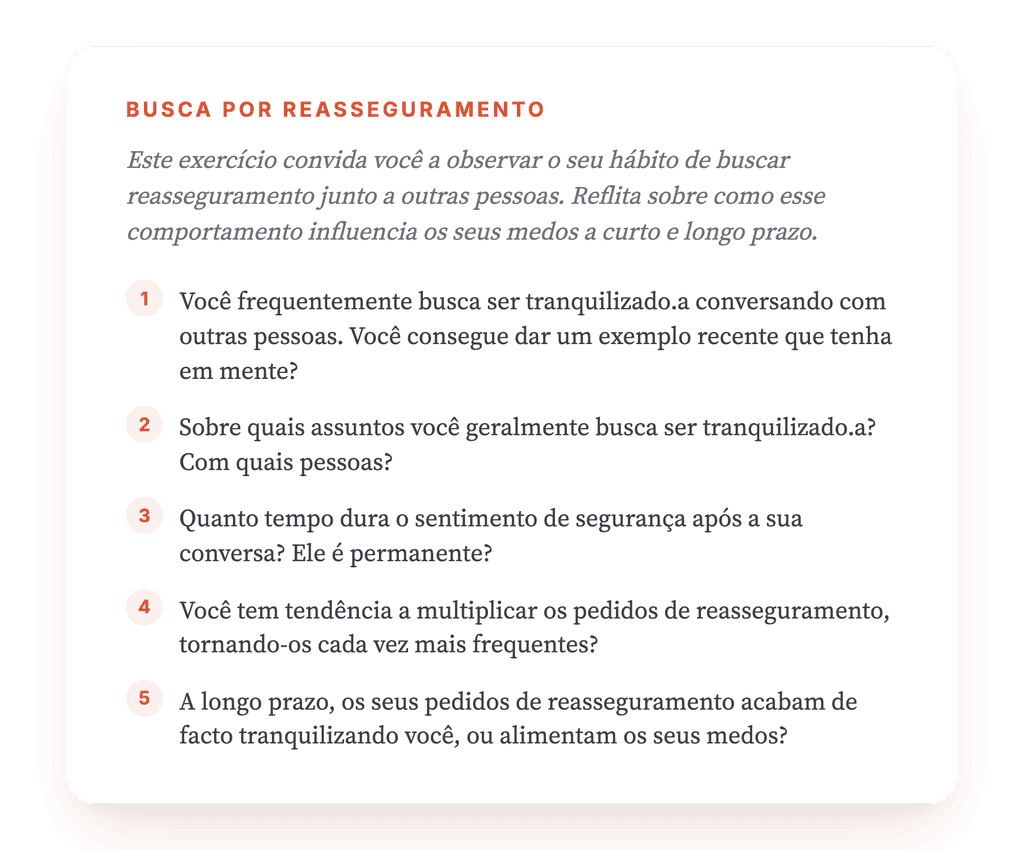 Busca de Reasseguramento: Exercício Clínico para Ansiedade