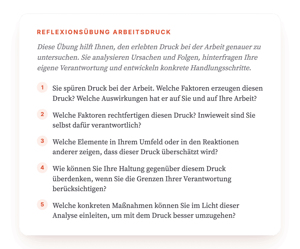Arbeitsdruck kognitiv bearbeiten: strukturierte Übung (54 Zeichen)
