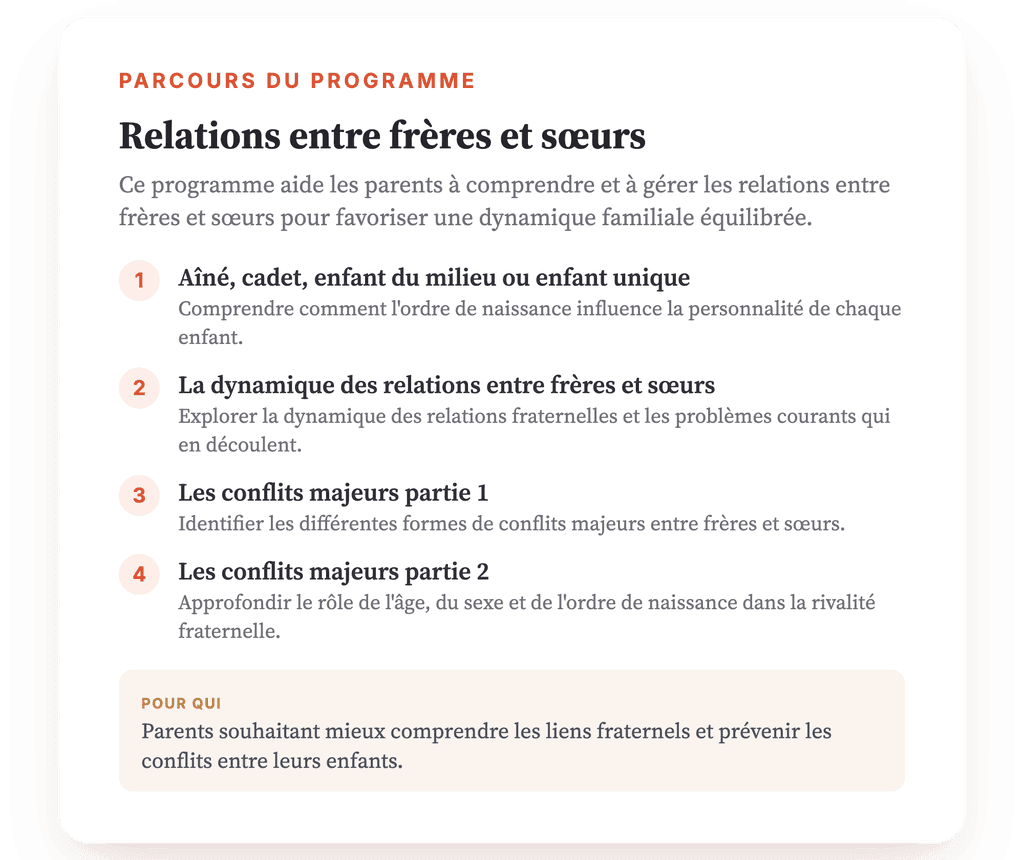 Relations entre frères et sœurs : programme psychoéducatif