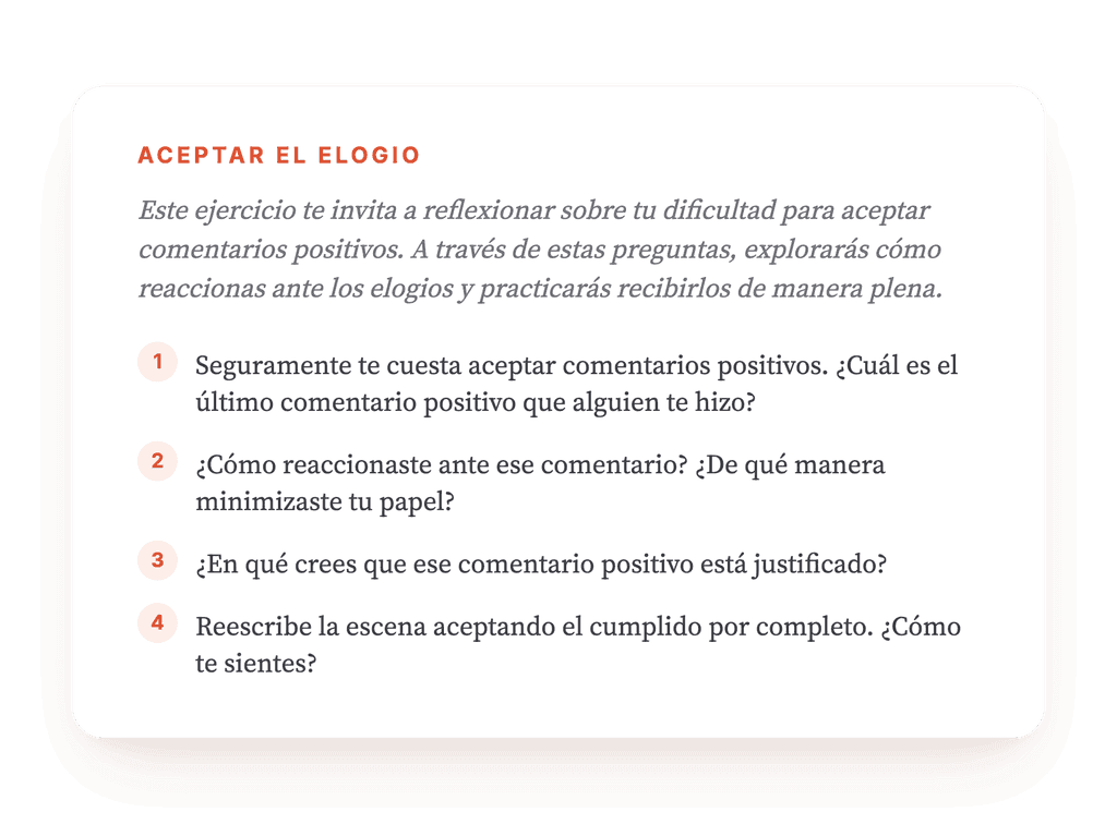 Aceptar cumplidos: ejercicio clínico para la autoestima