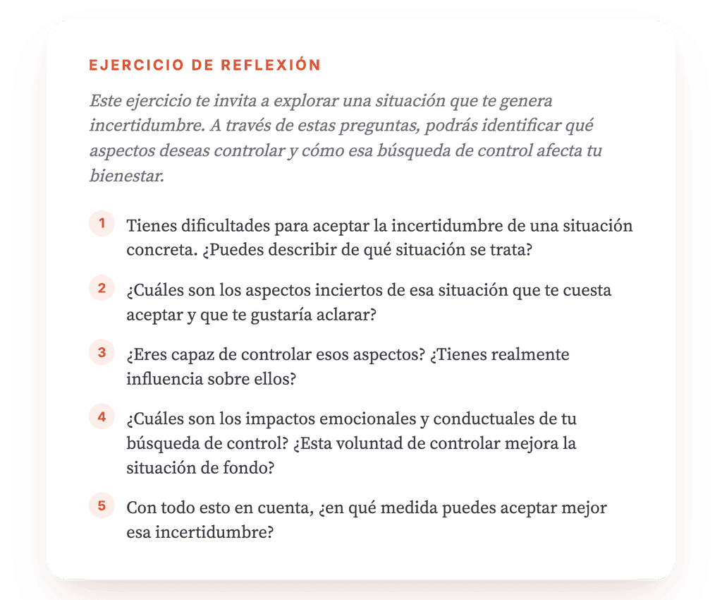 Intolerancia a la incertidumbre: ejercicio clínico guiado