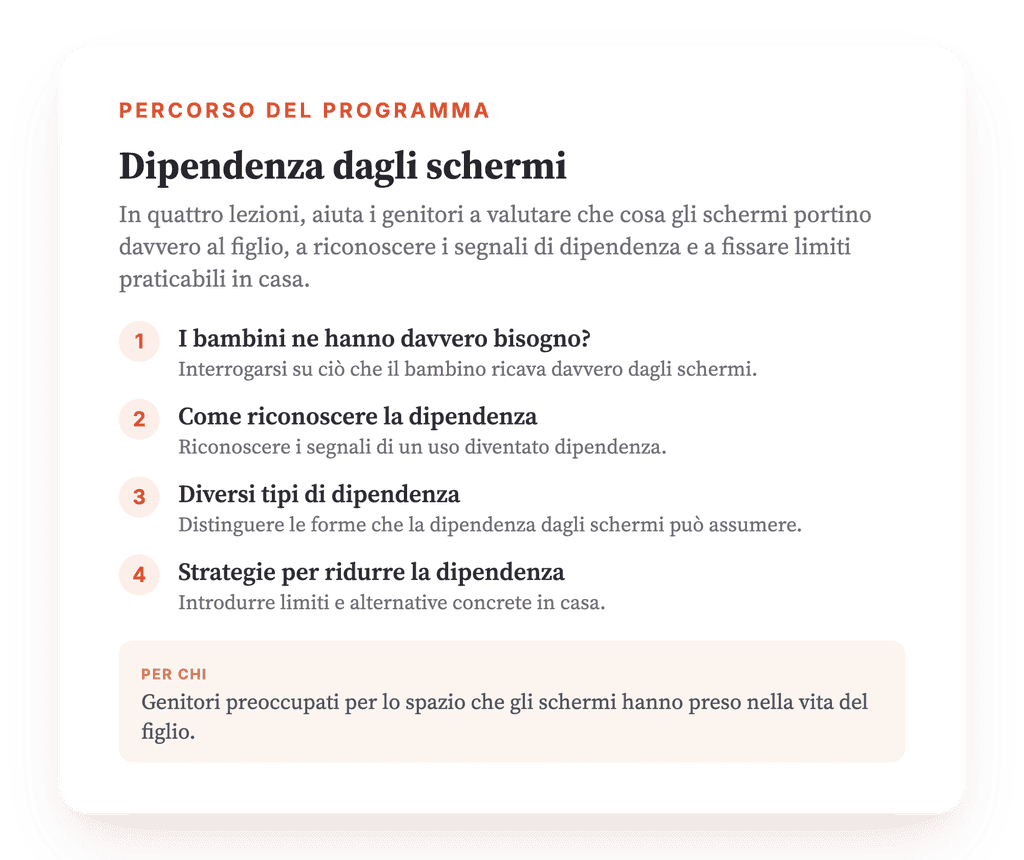 Dipendenza dagli schermi: programma psicoeducativo per genitori
