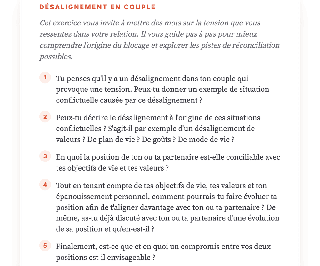 Désalignement de couple : exercice clinique guidé en 5 questions