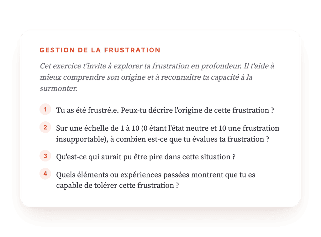 Tolérance à la frustration : exercice guidé pour vos patients